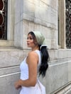 Yeşil Çıtır Poplin Dantel Detaylı Bandana