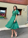 Yeşil Rengi Karpuz Kol Kloş Krep Elbise