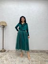 Yeşil Tüllü Simli Etek