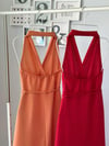 HALTER YAKA KETEN ELBİSE