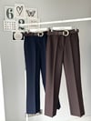 KEMERLİ WİDE LEG KUMAŞ PANTOLON
