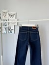 KOYU MAVİ LİKRALI FLARE JEAN