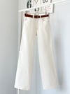 WHITE STRAIGHT FIT KEMERLİ JEAN