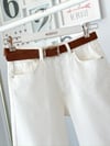 WHITE STRAIGHT FIT KEMERLİ JEAN
