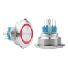 30MM METAL YAYLI BUTON 12-24V KIRMIZI LED