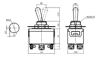 IC-160 Toggle Switch 6P MOM-OFF-MOM Ø12mm KN3C-223