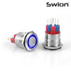 D71 | 22MM  METAL YAYLI BUTON 12-24V MAVİ LED