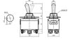 IC-158 Toggle Switch 6P ON-OFF-ON Ø12mm KN3C-203