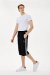 My Sport Erkek Relax Fit Rahat Kesim Pamuklu Beli Bağcıklı Fermuarlı Cep Yan Şeritli Kapri Bermuda