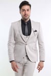 intersivinİntersivin Erkek Taş Rengi 6 Drop Slim Fit Yelekli Takım Elbise