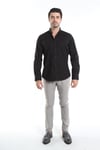 intersivinİntersivin Slim Fit Pamuklu Likralı Düz Siyah Erkek Gömlek