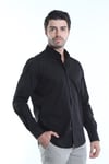 intersivinİntersivin Slim Fit Pamuklu Likralı Düz Siyah Erkek Gömlek