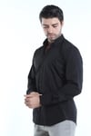 intersivinİntersivin Slim Fit Pamuklu Likralı Düz Siyah Erkek Gömlek