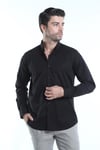 intersivinİntersivin Slim Fit Pamuklu Likralı Düz Siyah Erkek Gömlek