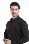 intersivinİntersivin Slim Fit Pamuklu Likralı Düz Siyah Erkek Gömlek