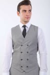 Slim Fit Yelekli Gri Takım Elbise