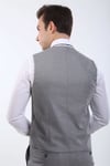Slim Fit Yelekli Gri Takım Elbise