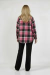 Pembe Siyah Ekose Oversize Oduncu Gömlek