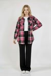Pembe Siyah Ekose Oversize Oduncu Gömlek