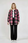 Pembe Siyah Ekose Oversize Oduncu Gömlek