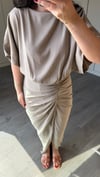 DRAPE DETAY KETEN ELBISE