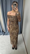LEOPAR DESEN MIDI ELBİSE