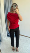 PREMİUM KIRMIZI DRAPE BLUZ