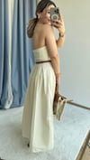 STRAPLEZ EKRU MIDI BOY ELBİSE