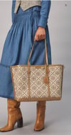 TORY PERRY T MONOGRAM TRIPLE-COMPARTMENT TOTE