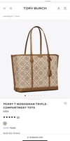 TORY PERRY T MONOGRAM TRIPLE-COMPARTMENT TOTE