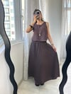 Acı Kahve Beli Lastikli Cepli Kloş Etek