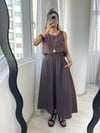 Acı Kahve Beli Lastikli Cepli Kloş Etek