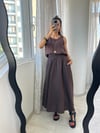Acı Kahve Beli Lastikli Cepli Kloş Etek