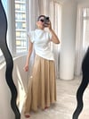 Bej Beli Lastikli Maxi Kloş Etek