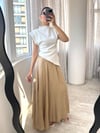 Bej Beli Lastikli Maxi Kloş Etek