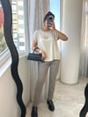 Bej Triko Detaylı Saten Bluz