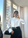 Beyaz Cep Detaylı Poplin Gömlek