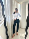 Beyaz Fermuar Detaylı Penye Bluz
