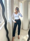 Beyaz Fermuar Detaylı Penye Bluz