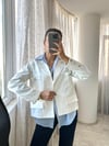 Ekru Kontrast Dikişli Vatkalı Gabardin Ceket