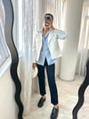 Ekru Kontrast Dikişli Vatkalı Gabardin Ceket