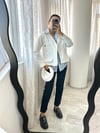 Ekru Kontrast Dikişli Vatkalı Gabardin Ceket