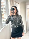 Gümüş Saçak Payetli Transpan Bluz