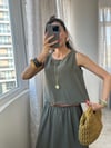 Haki Yeşil Kolsuz Salaş Basic Bluz