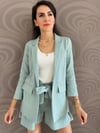 Kadın Mint Keten Blazer Ceket