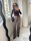 Kahverengi Yıkamalı Straight Paçası Kesik Jean