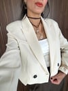 Krem Vatkalı Crop Blazer Ceket