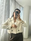 Krem Vatkalı Crop Blazer Ceket