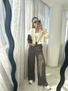 Krem Vatkalı Crop Blazer Ceket