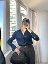 Lacivert Saten Gömlek
